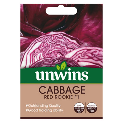 Unwins Cabbage Round Red Rookie F Easy To Grow Seeds