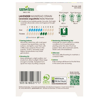 Unwins Flower Seeds - Lavender Munstead Strain