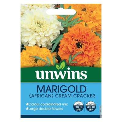 Unwins Flower Seeds Marigold African Cream Cracker Seeds