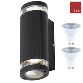Up Down Wall Lighting Outdoor Mains Powered with GU10s - Black