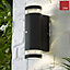 Up Down Wall Lighting Outdoor with Photocell & GU10s- Black
