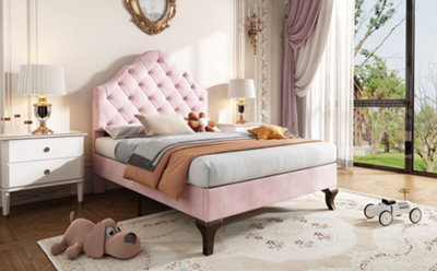 Upholstered bed 90x190 with slatted frame and headboard, Youth bed ...