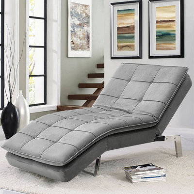 Upholstered Chaise Lounge Chair Grey
