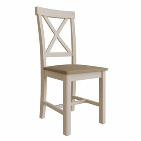 Upholstered Cross Back Dining Chair - Pine/Plywood/MDF - L42 x W49 x H95.5 cm - Truffle