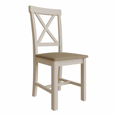 Upholstered Cross Back Dining Chair - Pine/Plywood/MDF - L42 x W49 x H95.5 cm - Truffle