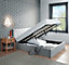 Upholstered Grey Brushed Velvet Small Double Ottoman Lift Up Storage Bed Frame