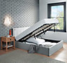 Upholstered Grey Velvet Double Ottoman Lift Up Storage Bed Frame