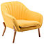 Upholstered Modern Chair with Scalloped Back Lounge Armchair with Wood Legs Single Sofa for Living Room Yellow