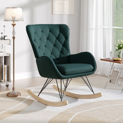 Upholstered Rocking Chair with Removable Padded Seat