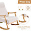 Upholstered Rocking Chair with Velvet Padded Seat Comfortable Rocker Rubberwood for Living Room Modern High Back Armchair