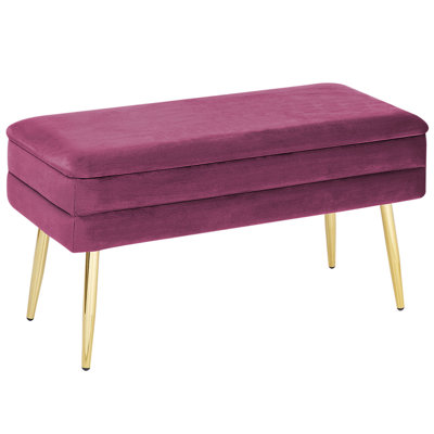 Upholstered Storage Bench DURHAM Velvet Burgundy