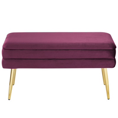 Upholstered Storage Bench DURHAM Velvet Burgundy