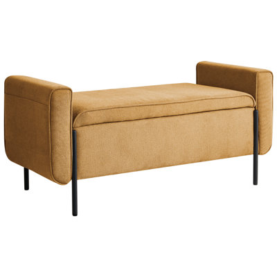 Upholstered Storage Bench LEWES Fabric Mustard