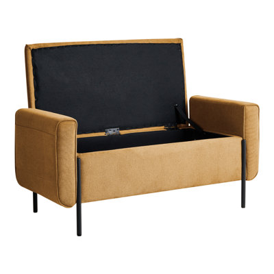 Upholstered Storage Bench LEWES Fabric Mustard
