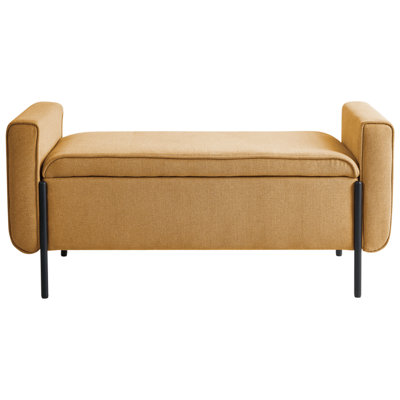 Upholstered Storage Bench LEWES Fabric Mustard