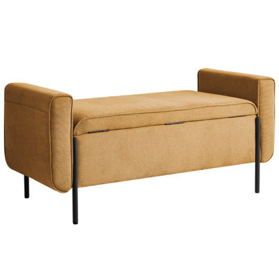 Upholstered Storage Bench LEWES Fabric Mustard