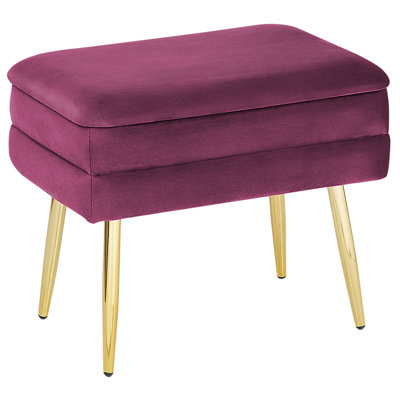 Upholstered Storage Bench ODESSA Velvet Burgundy