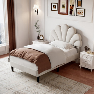 thumbnail image 2 of Queen Size Upholstered Bed Frame With Linen Headboard - Platform Bed With Solid Wood Legs, No Box Spring Needed 2 of 14