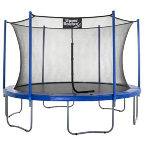 Upper Bounce 12Ft 366cm Large Trampoline and Enclosure Set - Garden & Outdoor Trampoline with Safety Net, Mat, Pad - Blue