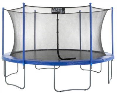 Upper Bounce 16Ft 488cm Large Trampoline and Enclosure Set - Garden & Outdoor Trampoline with Safety Net, Mat, Pad - Blue