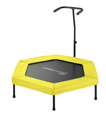 Upper Bounce 50" Hexagonal Fitness Rebounder Mini Trampoline - T-Shaped Adjustable Hand Rail - Yellow