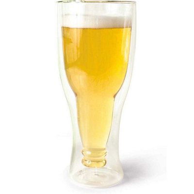Upside Down Bottle Pint Glass - Double Layer Insulated Novelty Design ...