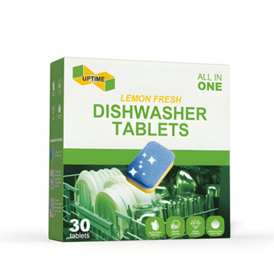 Uptime All In One Dishwasher Tablets 30 Tablets, Lemon Fresh Cleaning ...