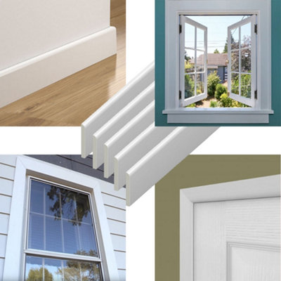 UPVC Plastic Trim - White Architrave Skirting Board Window Finishing Trim (W) 45mm (L) 1 Metre