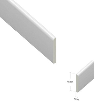 UPVC Plastic Trim - White Architrave Skirting Board Window Finishing Trim (W) 45mm (L) 1 Metre