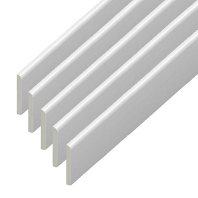 UPVC Plastic Trim - White Architrave Skirting Board Window Finishing Trim (W) 45mm (L) 2 Metre - 5 Pack