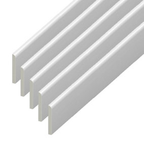 UPVC Plastic Trim White Architrave Skirting Board Window Finishing Trim (W) 65mm (L) 2 Metre - 5 Pack