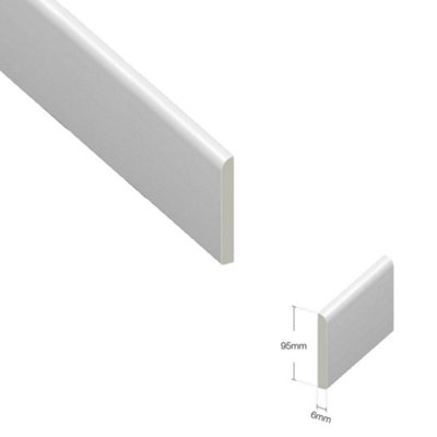 UPVC Plastic Trim - White Architrave Skirting Board Window Finishing Trim (W) 95mm (L) 2 Metre - 5 Pack