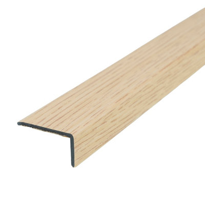 Upvc wood effect stair edge nosing trim pvc self-adhesive 1000mm x 35mm x 20mm e33 fawn