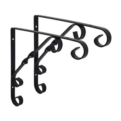 Uranus Black Style Antique Decorative Wall Brackets 100mm x 100mm - 2 Pack