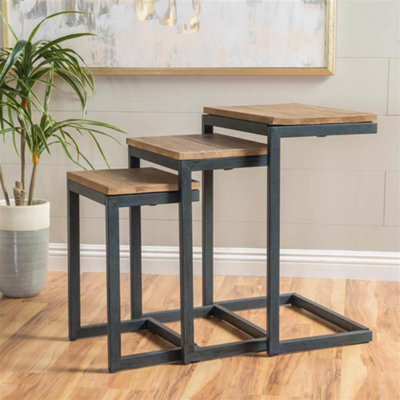 Urban Design Modern Nest Of 3 Firewood Metal Nesting Table