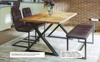 Urban Elegance - Reclaimed SMALL (Diagonal Leg / 95cm x 170cm top) 4-6 seater