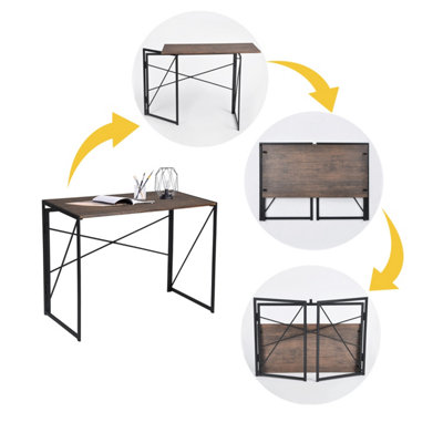 URBAN MEUBLE Folding Desk with Black Metal Frame