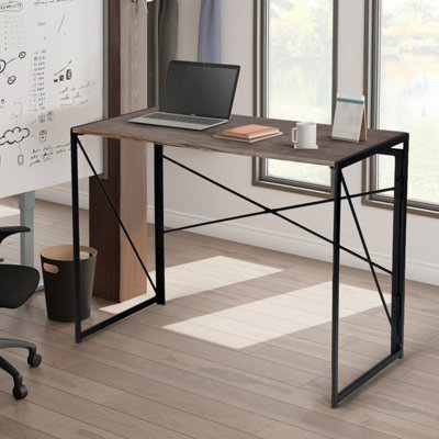 URBAN MEUBLE Folding Desk with Black Metal Frame