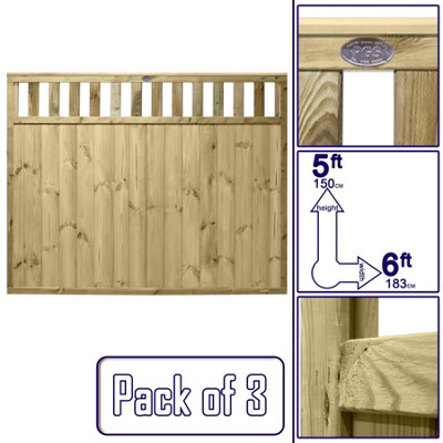 URBAN Range Tongue & Groove Fence Panel (Pack of 3) Width: 6ft x Height ...