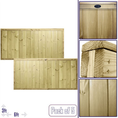 URBAN Range Tongue & Groove Fence Panel (Pack of 5) Width: 6ft x Height: 3ft Full Boarded (Without Trellis Top)