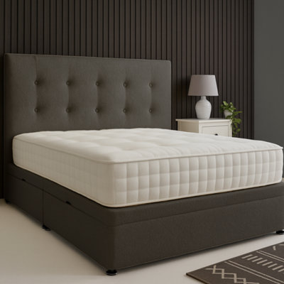 Urban Textures - Eden Ottoman Bed Rounded Headboard Side Lift: Boucle Grey