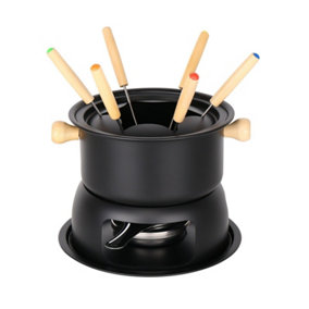 URBN-CHEF 19cm Height 6 Person Chocolate Or Cheese Deluxe Fondue Set Melting Pot with 6 Forks