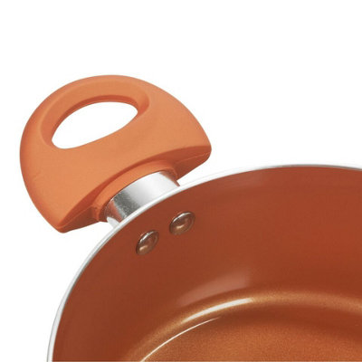 URBN-CHEF 20cm Width Copper Non Stick Ceramic Induction Casserole Dish Stockpot Pot Soup Stew Pan Glass Lid~5056333848463 05c Mp