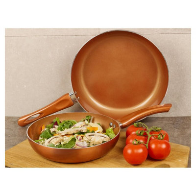 URBN-CHEF 2pcs Ceramic Copper Induction Frying Pans Saucepans Cookware ...