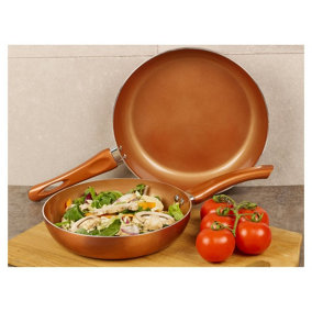 URBN-CHEF 2pcs Ceramic Copper Induction Frying Pans Saucepans Cookware Set