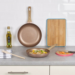 URBN-CHEF 2pcs Ceramic Rose Gold Aluminum Induction Frying Pan Cookware Set