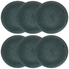 URBN-CHEF 33cm Faux Petrol Blue Wood Look Charger Dinner Plates Wedding Christmas Service 6 Pack