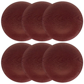 URBN-CHEF 33cm Faux Red Wood Look Charger Dinner Plates Wedding Christmas Service 6 Pack