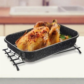URBN-CHEF 35cm Width Black Colour Metal Heatproof Hot Cookware Rack Pan Rest with 4 Rubber Feet Worktop Protector