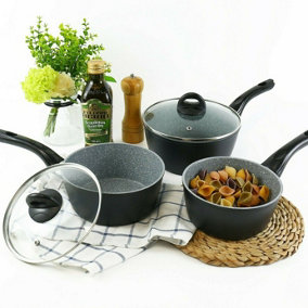 URBN-CHEF 3pcs Forged Aluminium Induction Cooking Saucepan Pots & Milk Pan Cookware Set